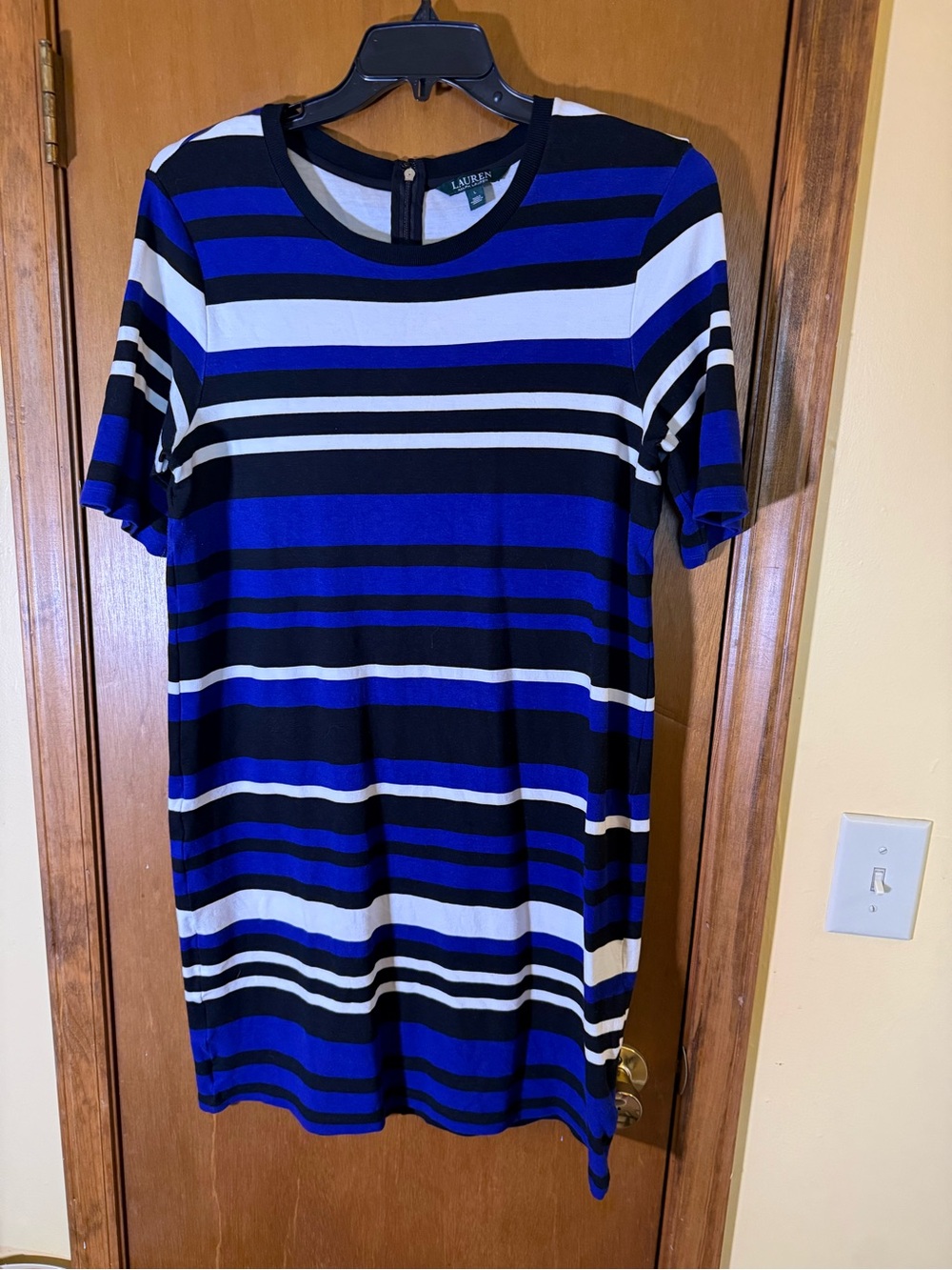 Lauren Ralph Lauren Blue, Black & White Striped Midi Dress
